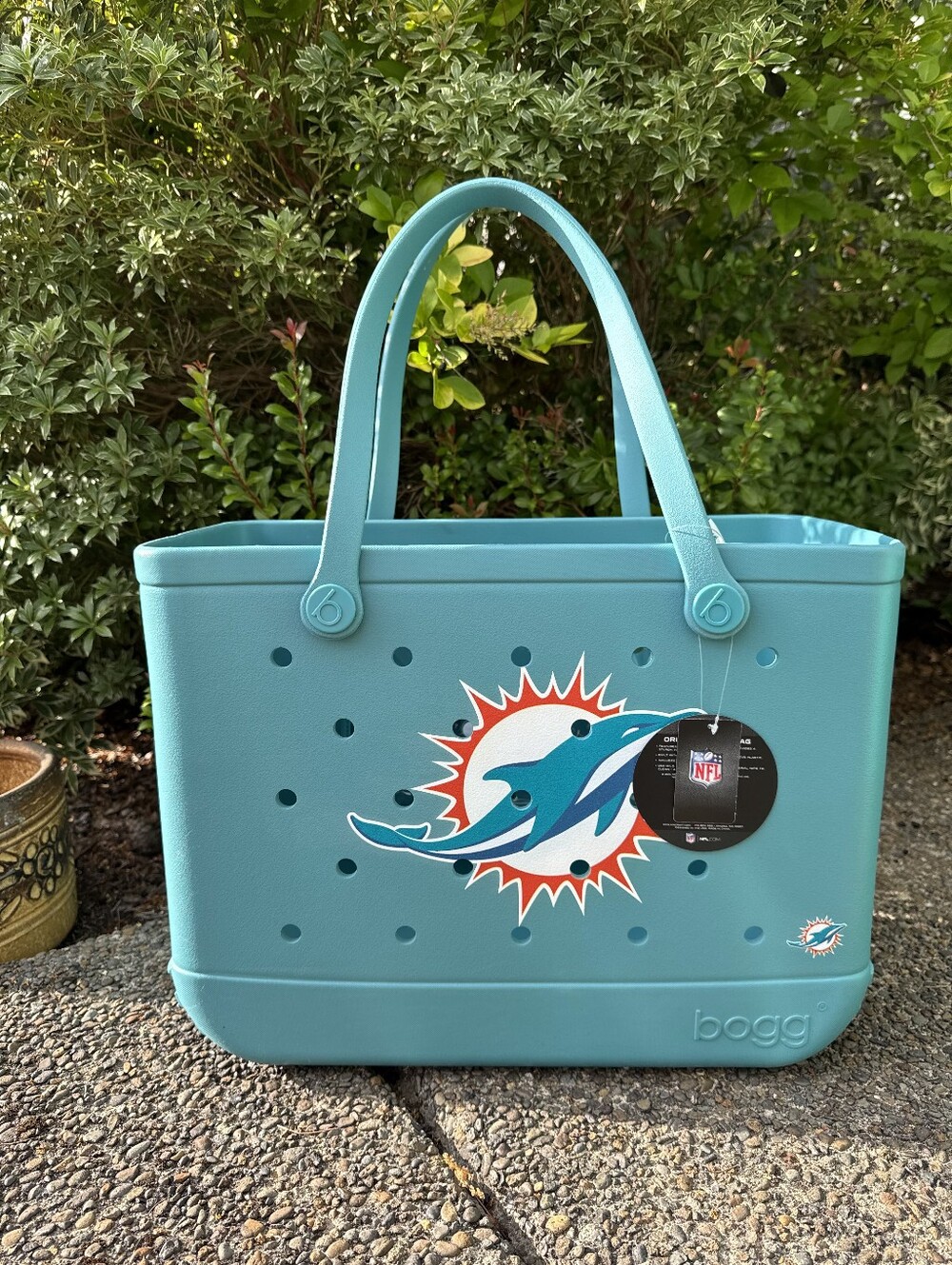 19" BOGG BAG NFL Miami Dolphins Teal logo tote bag New with Tags